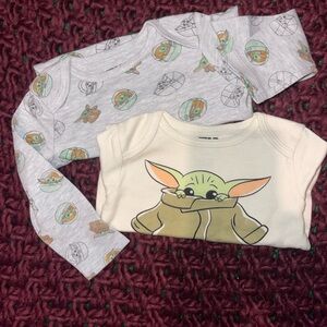 Star Wars Baby Yoda Kids Shirts - Gray and Cream